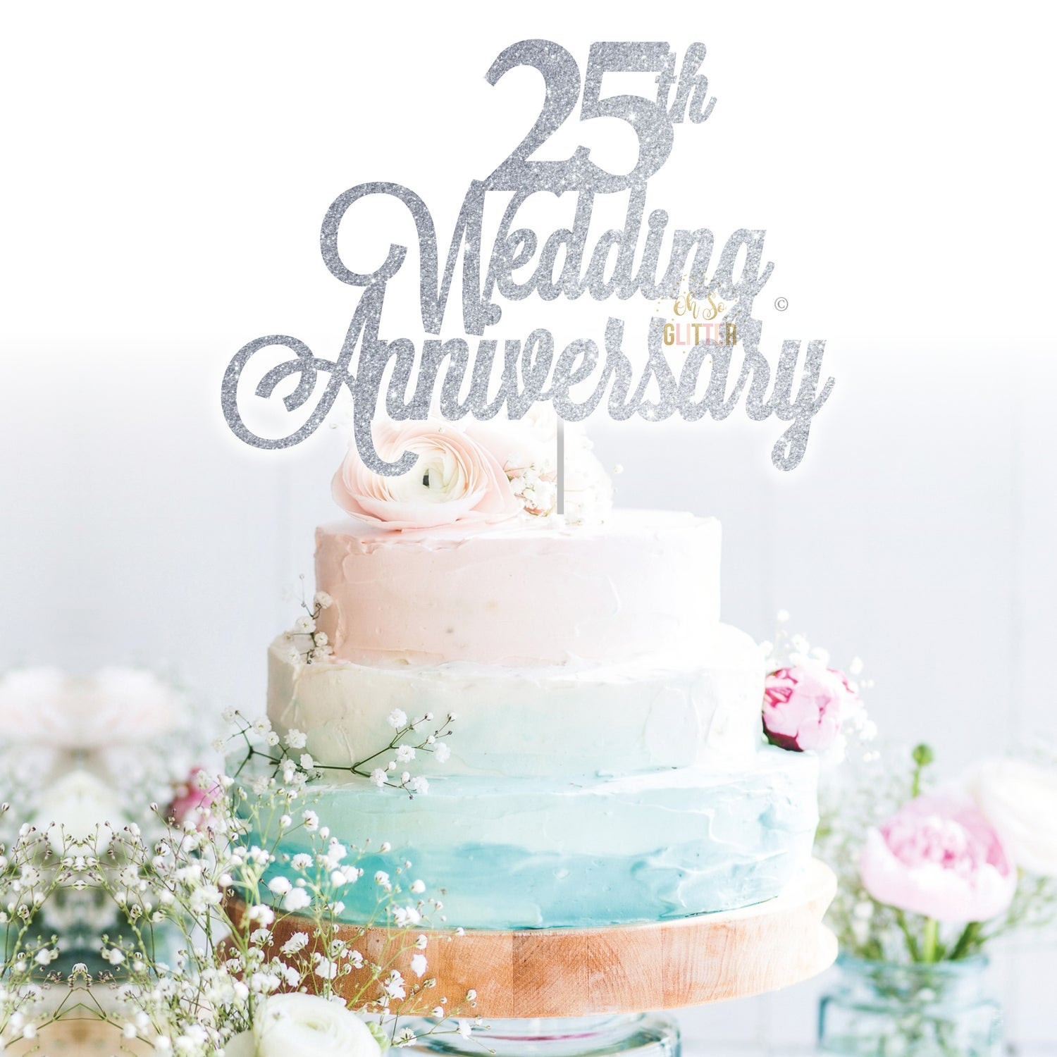 25th Wedding Anniversary Cakes
 25th Wedding Anniversary cake topper