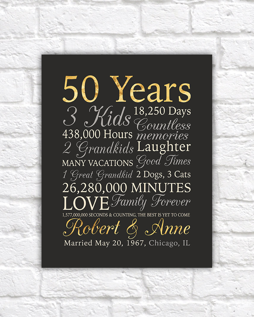 50th Wedding Anniversary Gift Ideas
 50th Anniversary Gift Gold Anniversary 50 Years Wedding
