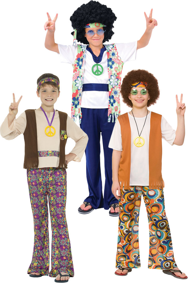 60S Kids Fashion
 Hippy Boys Fancy Dress 60s 70s Peace Groovy Hippie