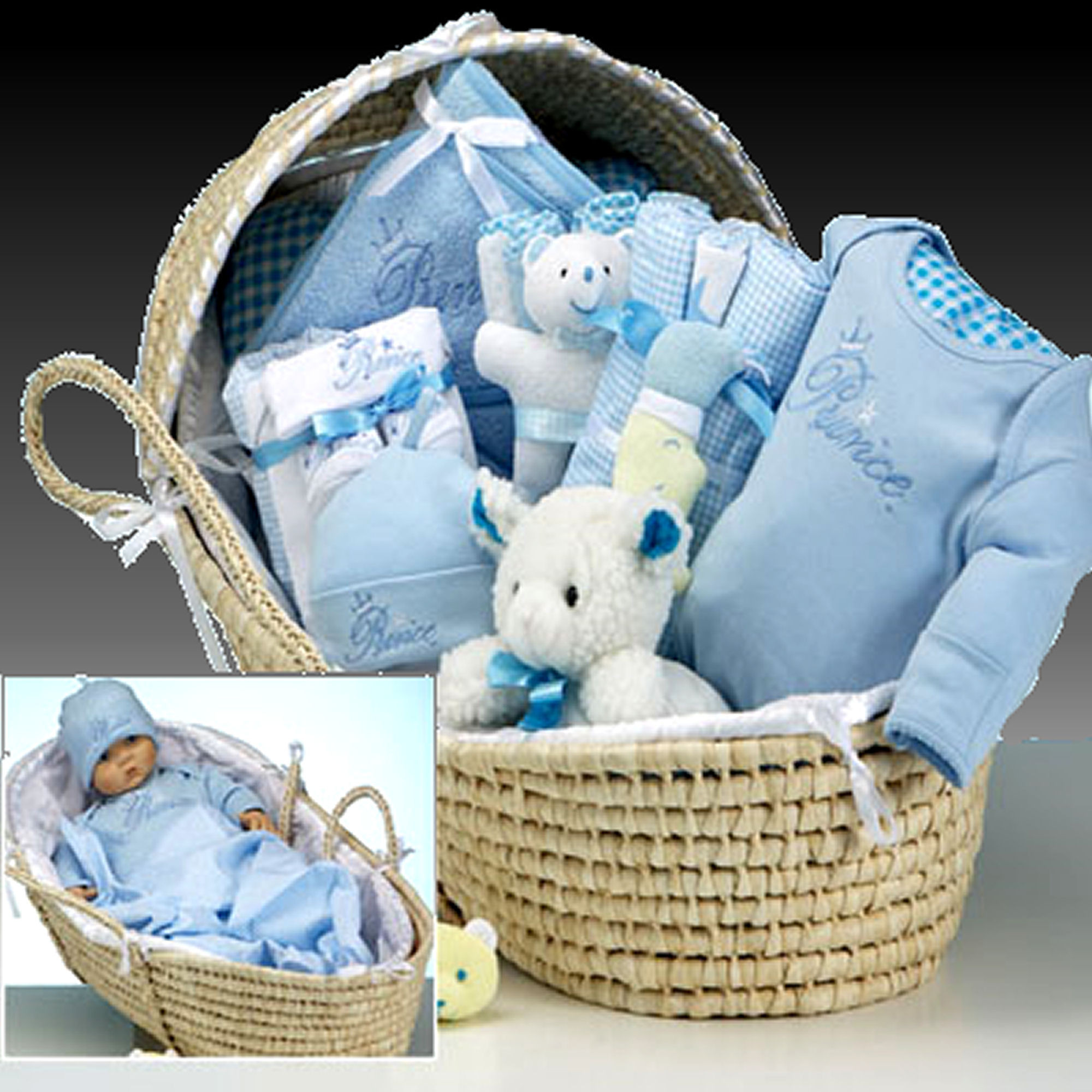 Baby Basket Gift Set
 Moses Basket Gift Set for Baby Boys