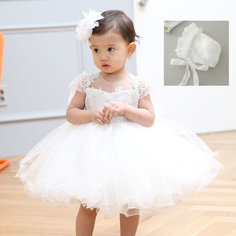 Baby Dress For Birthday Party
 2017 Baby Girl Dress With Hat White 1 Year Old Birthday