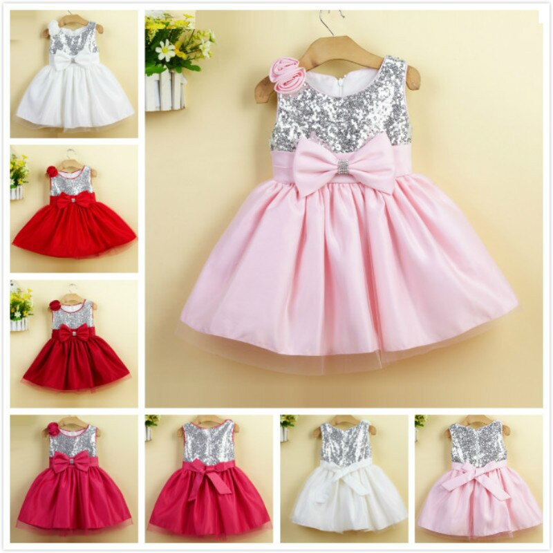 Baby Dress For Birthday Party
 Newborn Baby Girl Tutu Sequin Dresses With Big Bow 2015