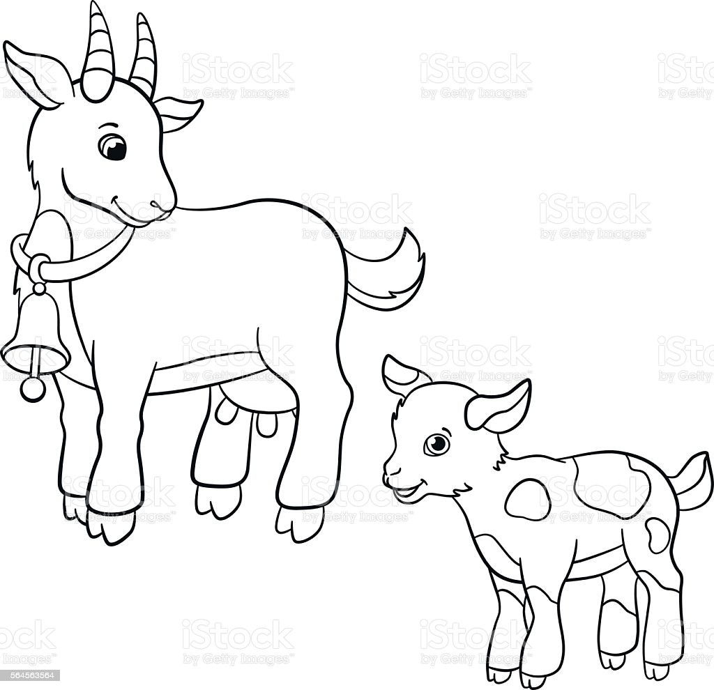 Baby Goat Coloring Pages
 Coloring Pages Farm Animals Cute Mother Goat With Goatling