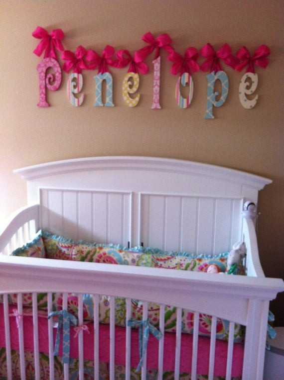 Baby Name Room Decor
 Nursery Name Sign Wooden Name Nursery Name GLITTERED Baby