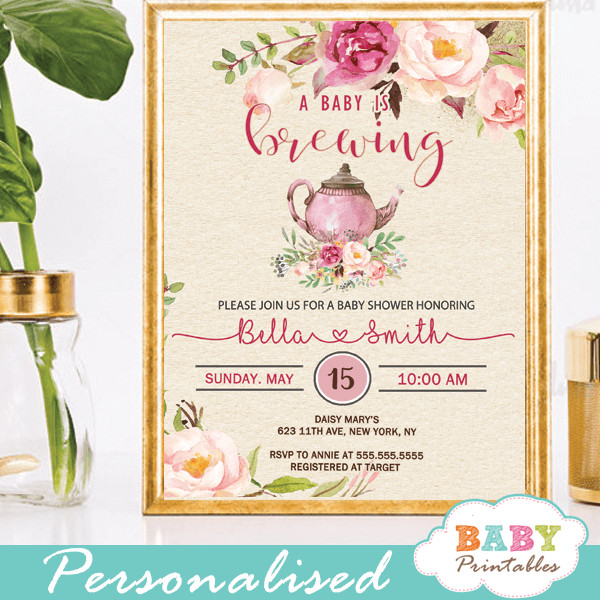 Baby Shower Invitations Tea Party
 Pink Roses Vintage Tea Party Baby Shower Invitations