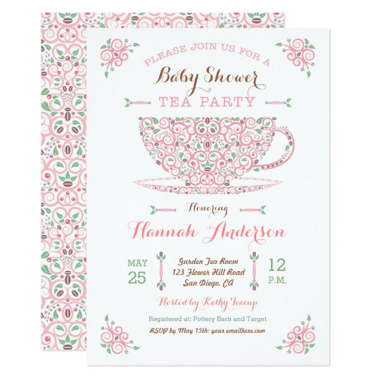 Baby Shower Invitations Tea Party
 Baby Shower Tea Party Baby Girl II Invitation