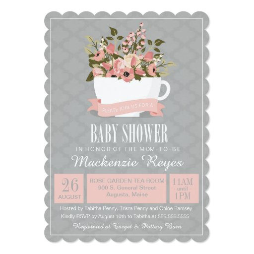 Baby Shower Invitations Tea Party
 Floral Teacup Baby Shower Invitation Tea Party Card
