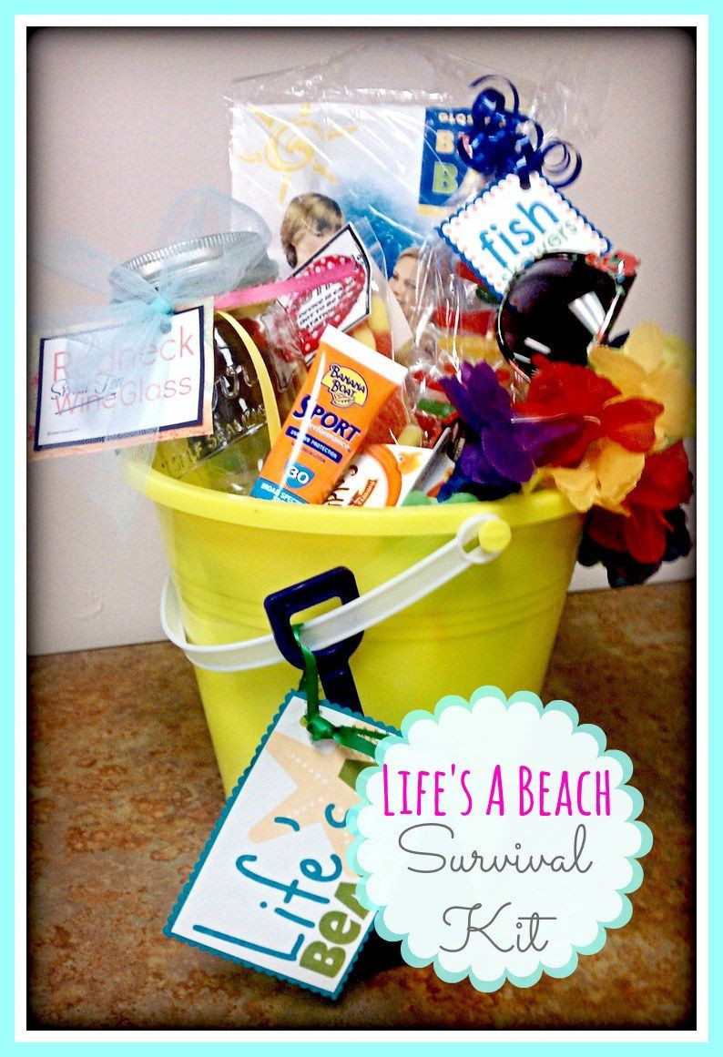 Beach Bag Gift Basket Ideas
 Life s a Beach Survival Kit Bucket Free Printable