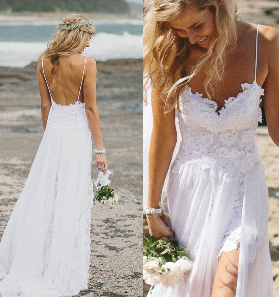 Beach Wedding Outfits
 Top Selling Lace Beach Wedding Dresses Long White Wedding