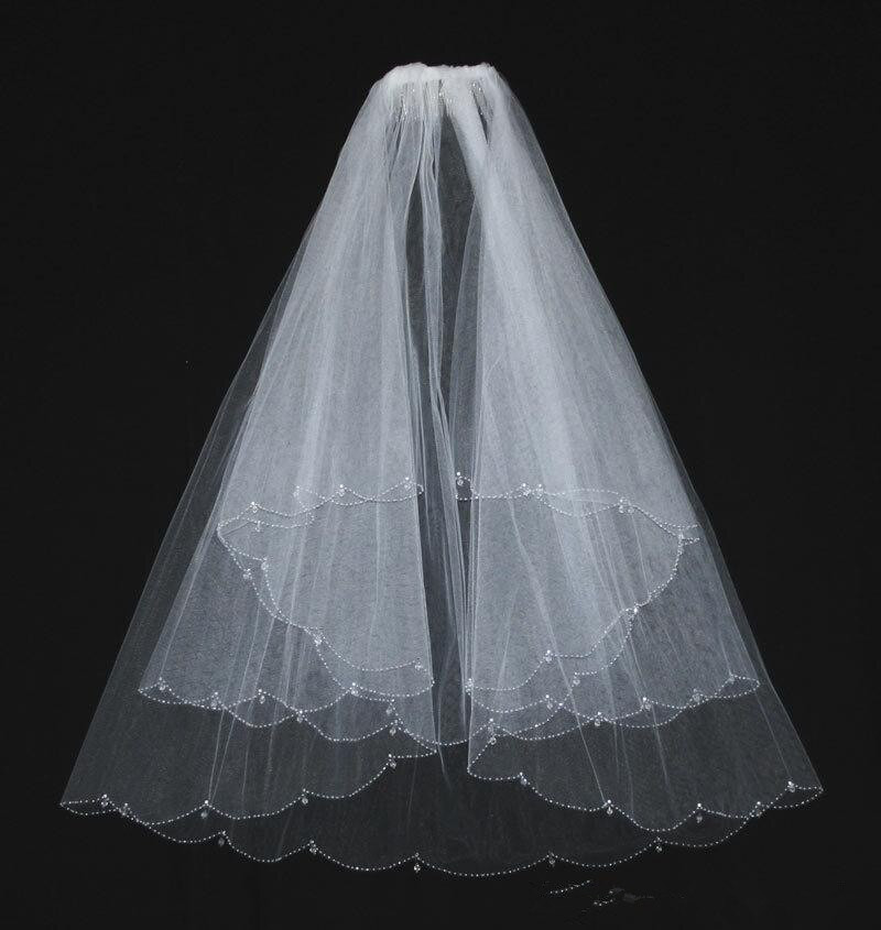 Beaded Wedding Veils Ivory
 Aliexpress Buy Wedding Veils With Crystal White