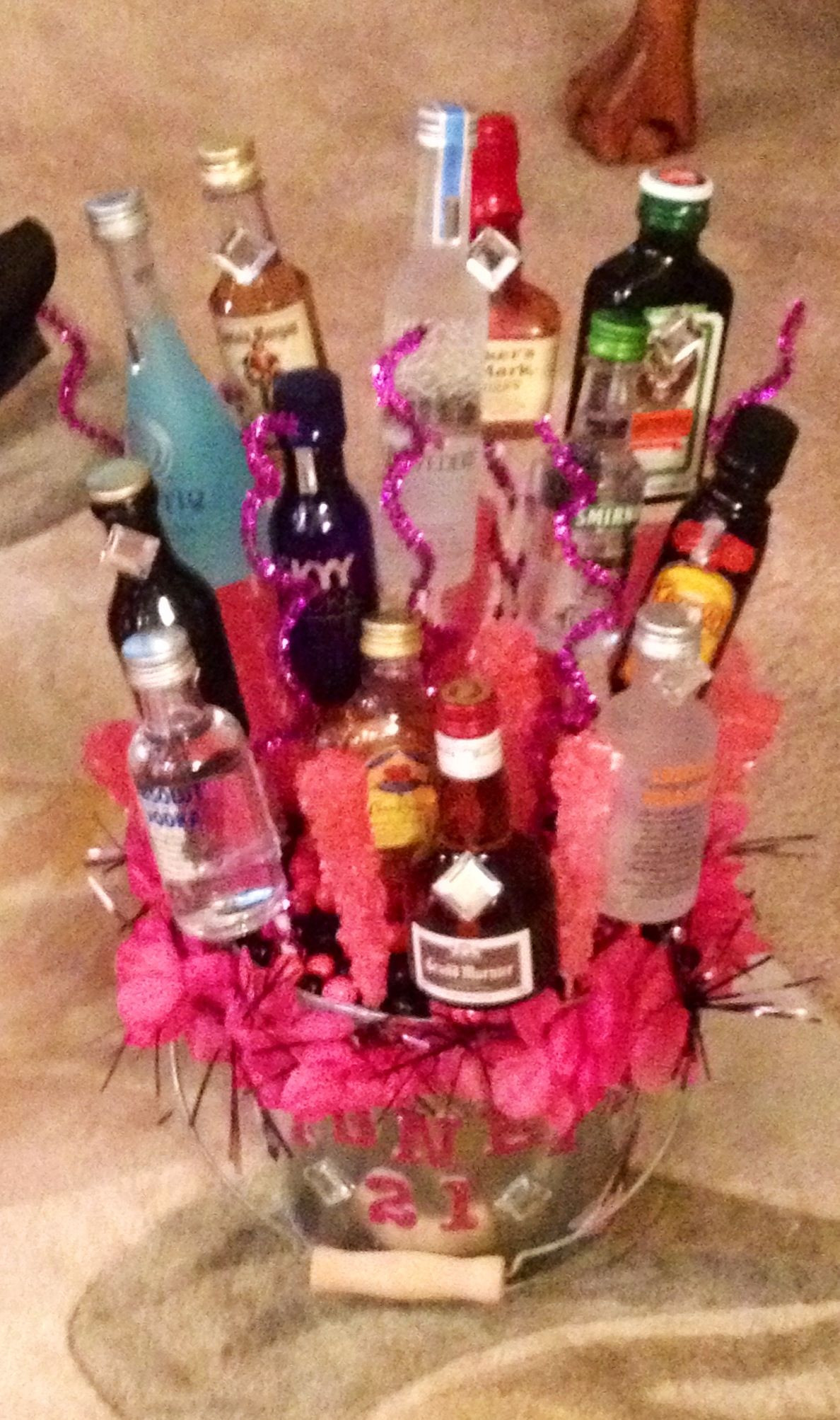 Birthday Gift Baskets For Her
 Made an edible alcohol basket for my dear friend for her