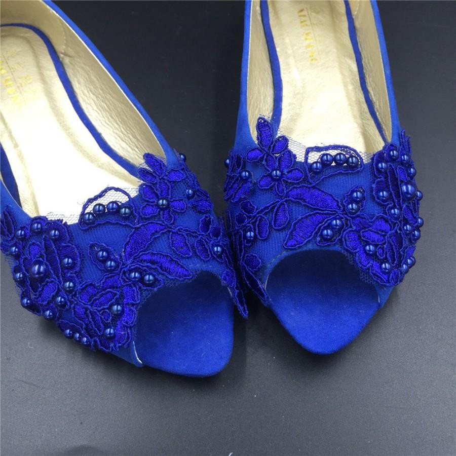 Blue Lace Wedding Shoes
 Blue Vintage Lace Wedding Shoes RoyalblueBridal Ballet