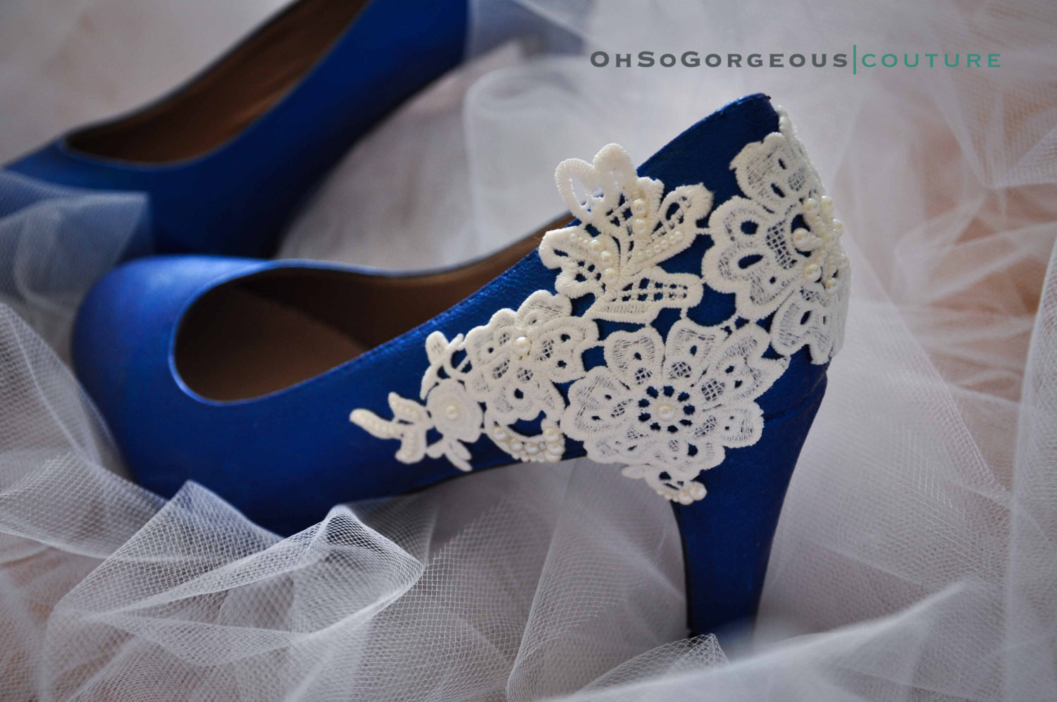 Blue Lace Wedding Shoes
 Royal blue wedding shoes Lace wedding by gorgeousweddingshoes