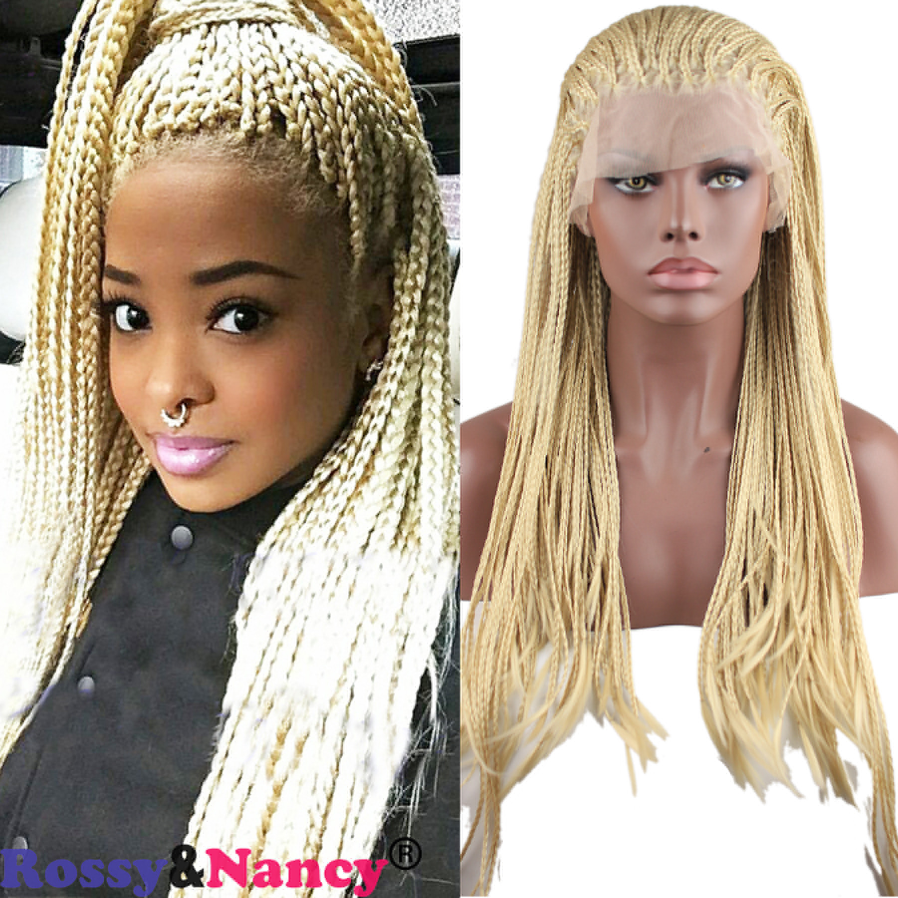 Braid Baby Hair
 Rossy&Nancy Synthetic 613 Blonde Lace Front Braided Wig
