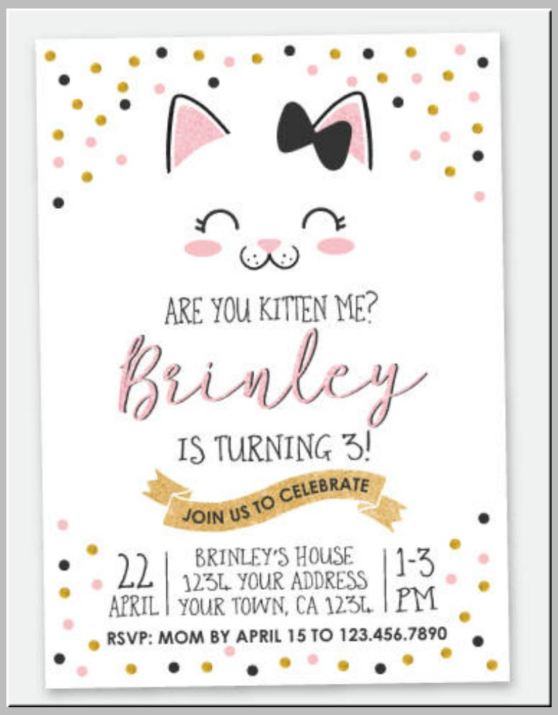 Cat Birthday Invitations
 20 Kitty Themed Invitation Card Designs & Templates PSD