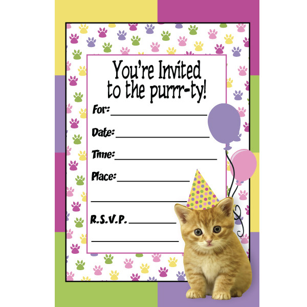 Cat Birthday Invitations
 Cat Themed Birthday Invitations