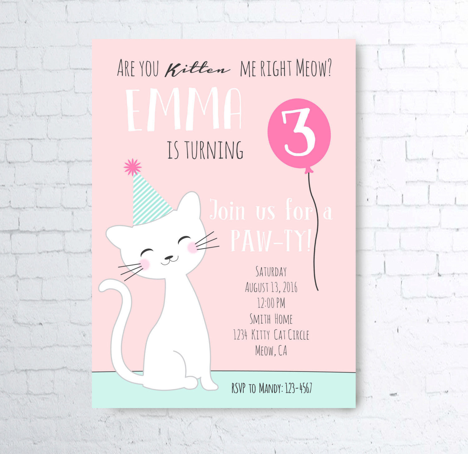 Cat Birthday Invitations
 Featured ETSY Products Birthday Party Ideas & Themes