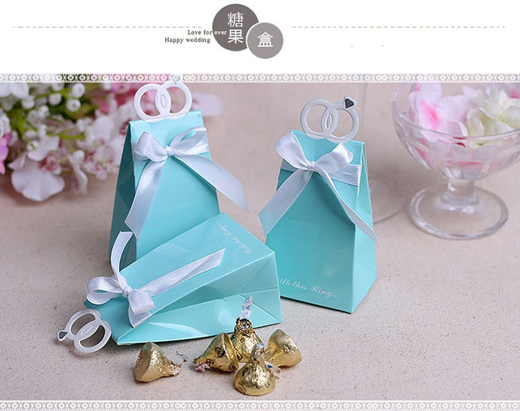 Cheap Wedding Favors In Bulk
 wholesale 1000pcs Blue Diamond Ring Wedding Favor Boxes