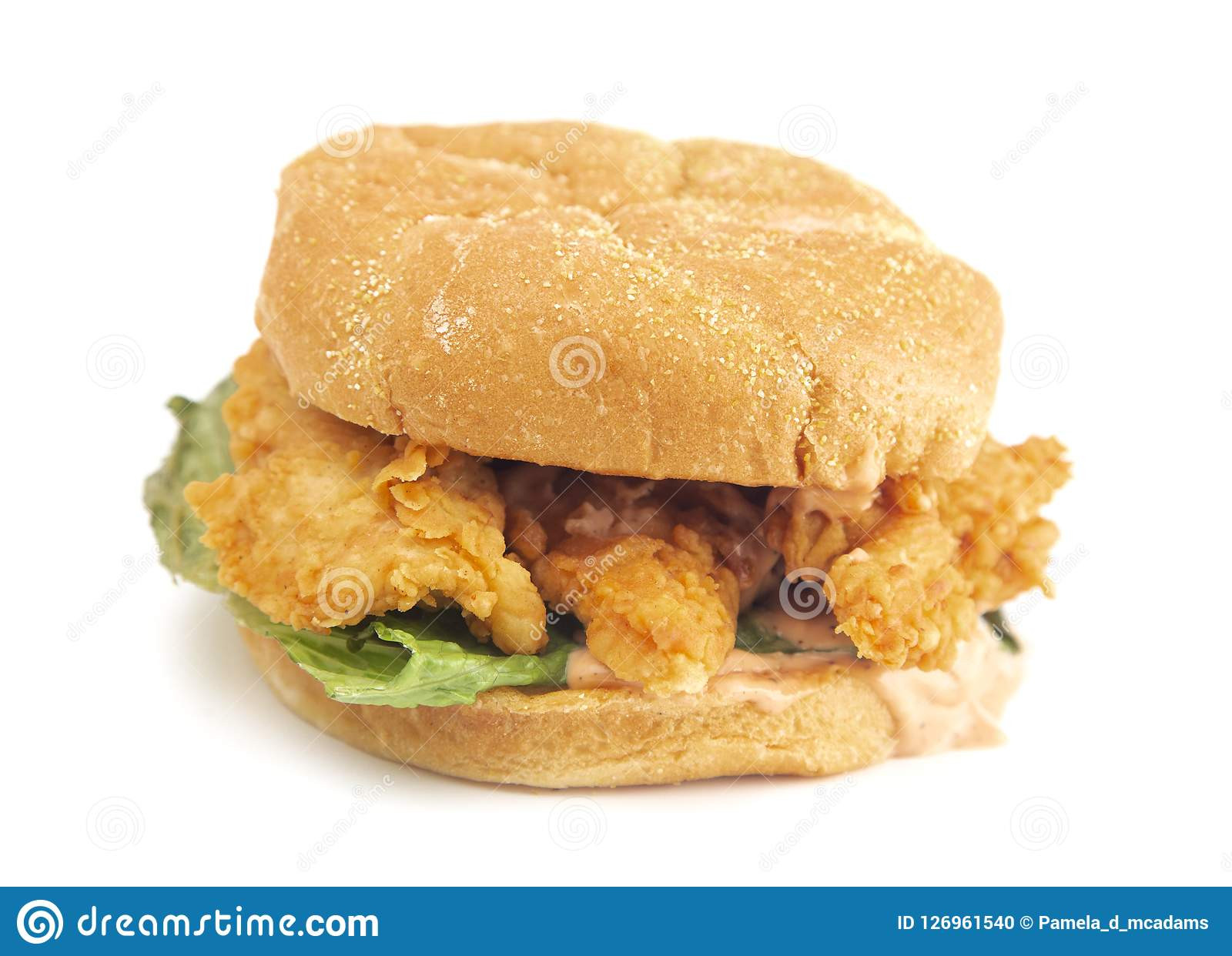 Chicken Finger Sandwiches
 Chicken Finger Sandwich A White Background Stock