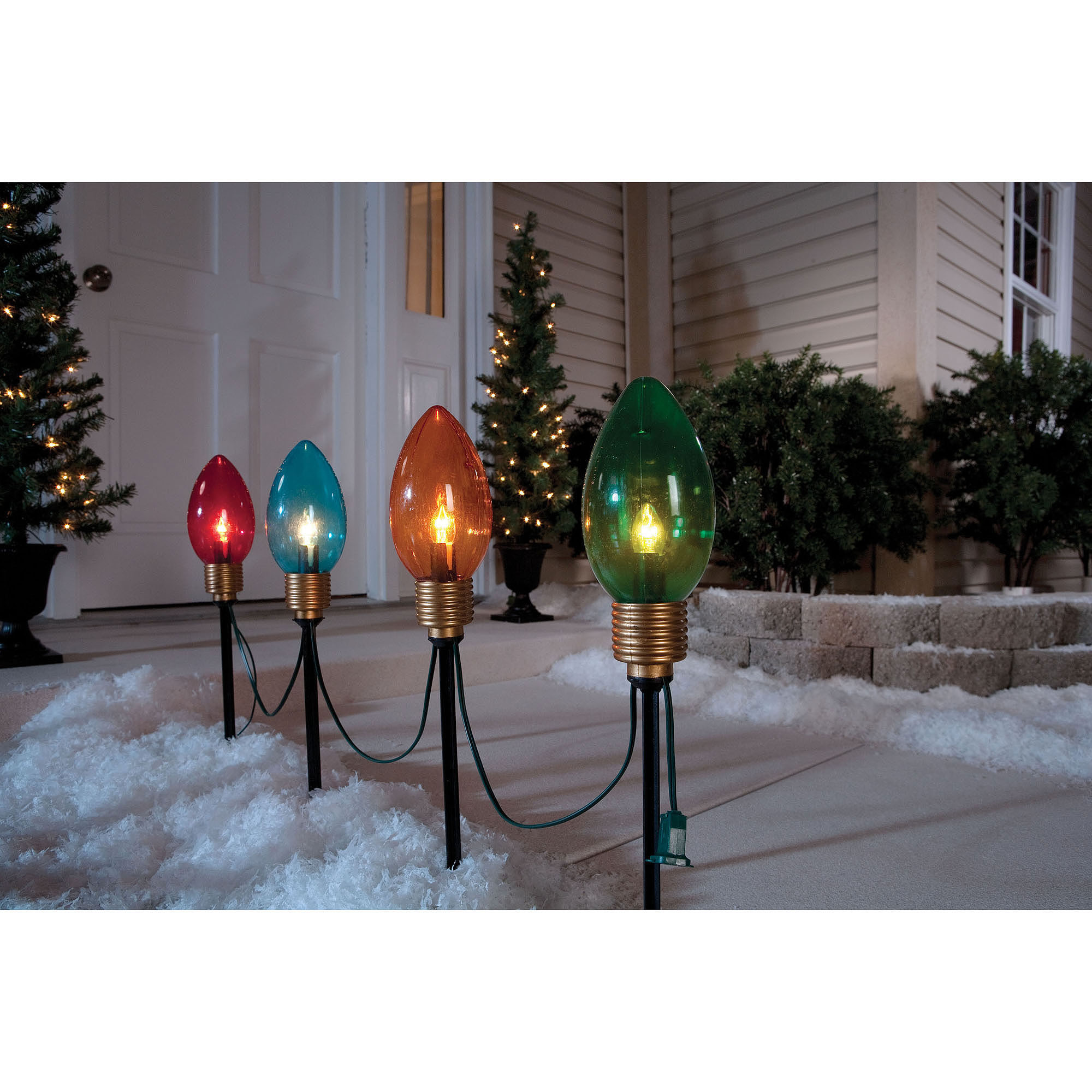 Christmas Bulb Path Lights
 Holiday Time 8" Pathway Lights 4ct Walmart