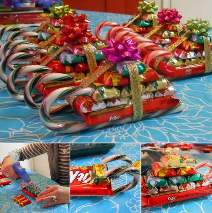 Christmas Candy Sleigh
 DIY Candy Cane Santa Sleighs