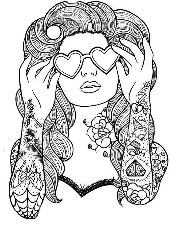 Coloring Pages Of Girls For Adults
 To be Coloring and Punk girls on Pinterest
