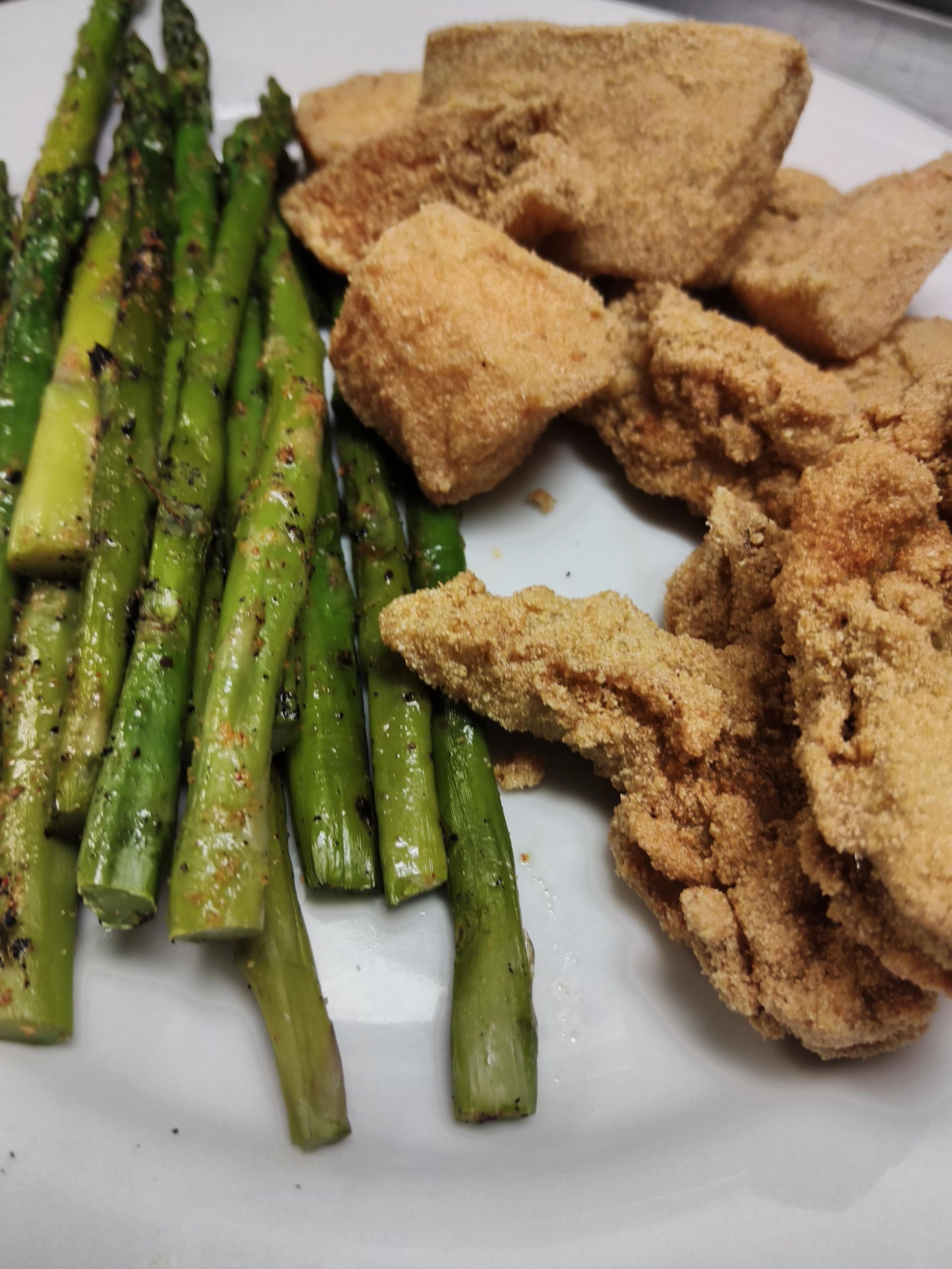 Cornmeal Fried Fish
 "healthy eating" cornmeal fried fish with asparagus