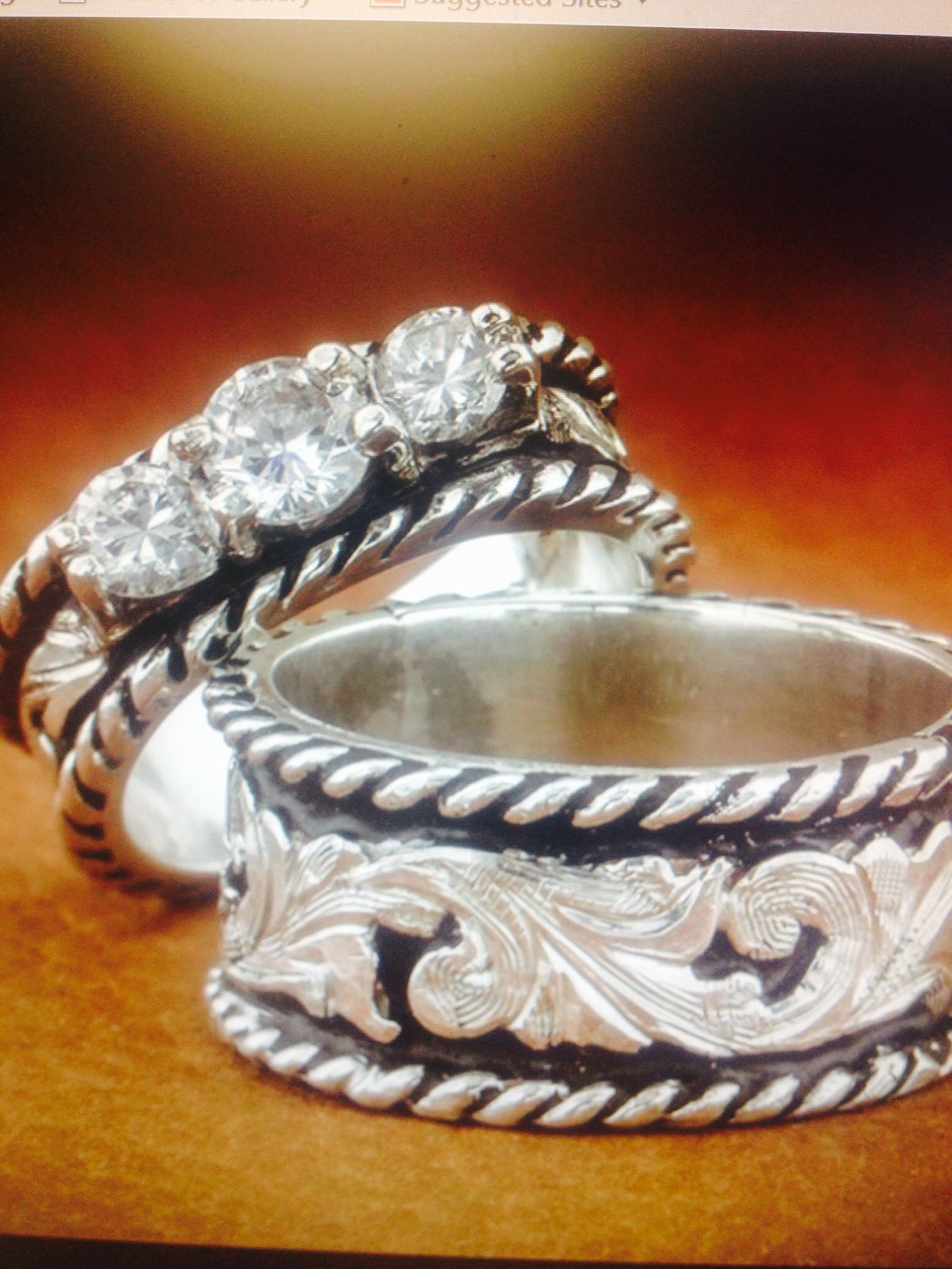 Custom Western Wedding Rings
 Western wedding set Fanning Jewelry