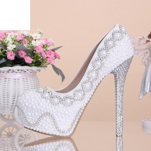 Diamond White Wedding Shoes
 White diamond heel wedding shoes Bridal wedding pumps in