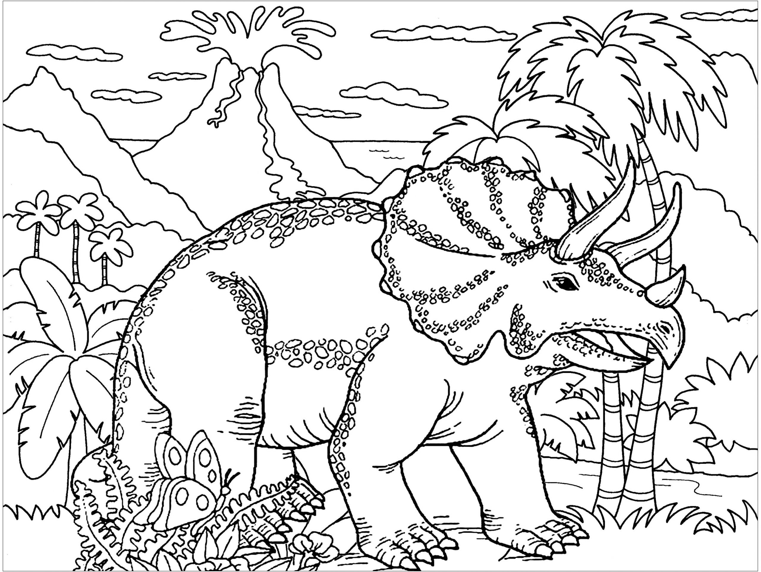 Dinosaur Coloring Pages For Adults
 Triceraptos Dinosaurs Adult Coloring Pages