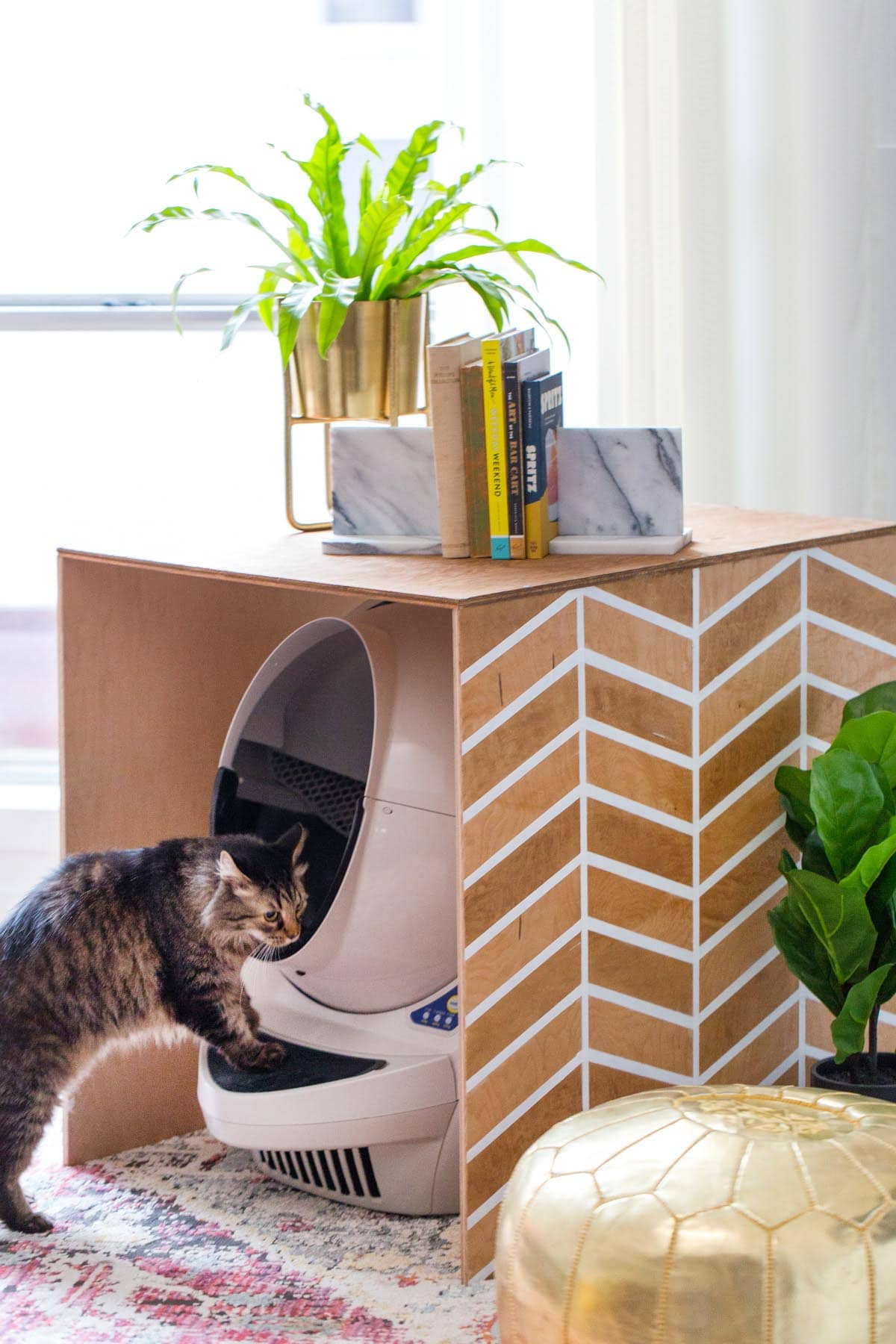 DIY Cat Litter Box Cover
 Patterned DIY Litter Box Cover Sugar & Cloth DIY Home Decor