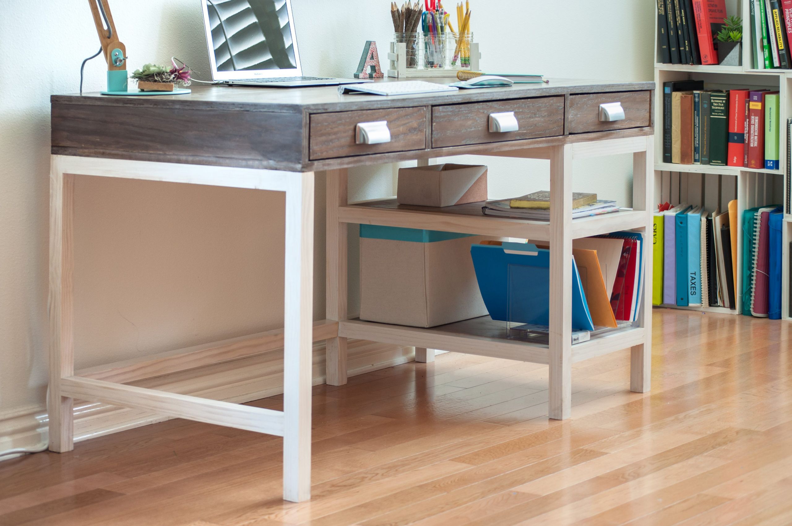 DIY Desk Plans
 Modern Farmhouse Desk with 3 drawers Spruc d Market
