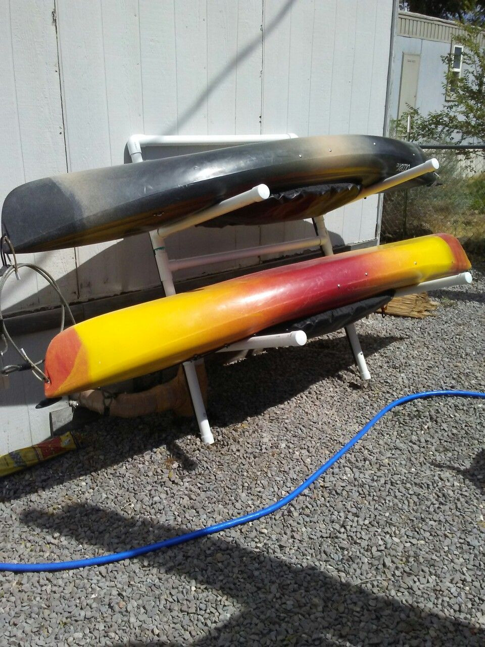 DIY Kayak Rack Pvc
 My new pvc kayak storage rack