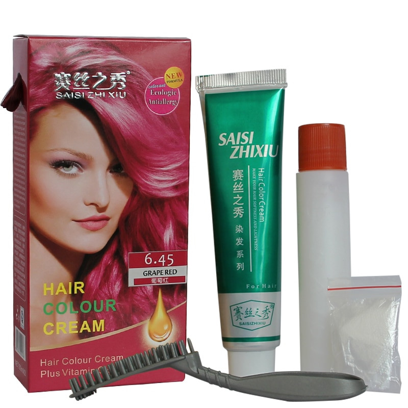 DIY Permanent Hair Dye
 Fashion Grape Red Hair Dye Non Allergic Hair Colour Cream