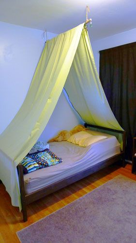 DIY Toddler Bed Tent
 DIY bed tent I would use pretty fabric so it didn t look