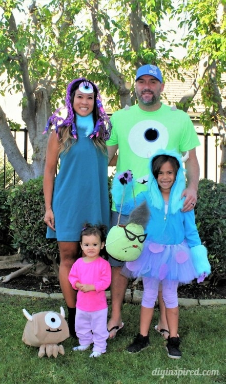 DIY Toddler Monster Costume
 Monster’s Inc Family Halloween Costumes DIY Inspired