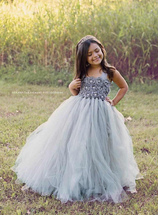 DIY Tulle Toddler Dress
 Grey Silver Flower Girl Tutu Dress Tulle Dress Wedding