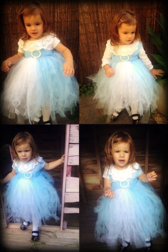 DIY Tulle Toddler Dress
 DIY Alice in Wonderland costume Could also be Cinderella