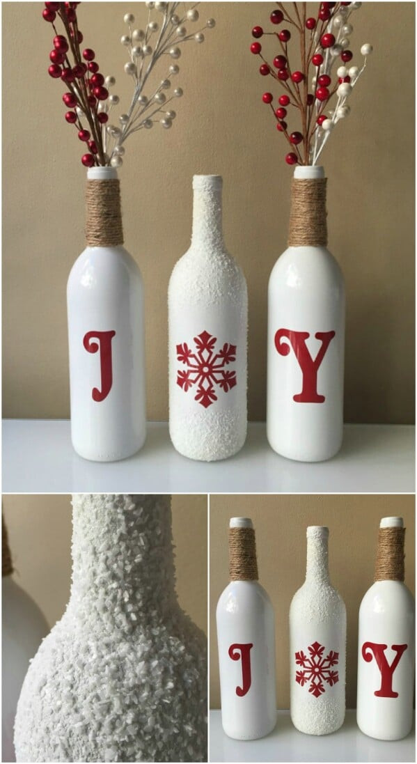 DIY Wine Bottle Decorations
 20 Festively Easy Wine Bottle Crafts For Holiday Home