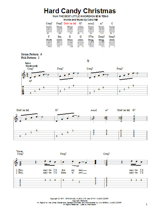 Dolly Parton Candy Christmas
 Hard Candy Christmas by Dolly Parton Easy Guitar Tab