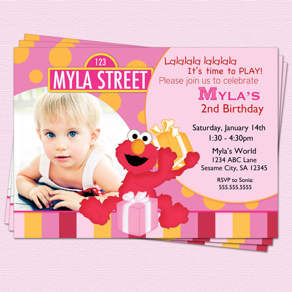 Elmo 1st Birthday Invitations
 Elmo Birthday Invitation Sesame Street Girl by CupcakeDream