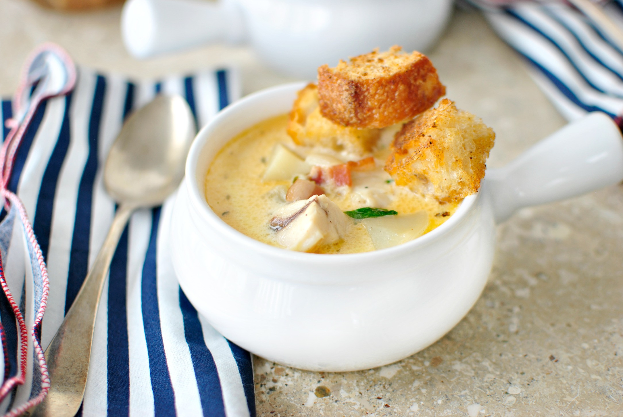 Fish Chowder Recipe With Bacon
 Fish Chowder Old Bay Sourdough Croutons Simply Scratch