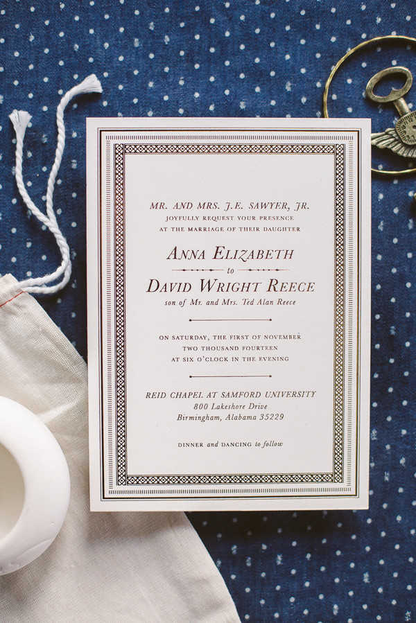 Foil Stamped Wedding Invitations
 Navy and Gold Foil Stamped Wedding Invitations