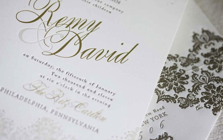 Foil Stamped Wedding Invitations
 elegant foil stamped wedding invitations gold white opulent