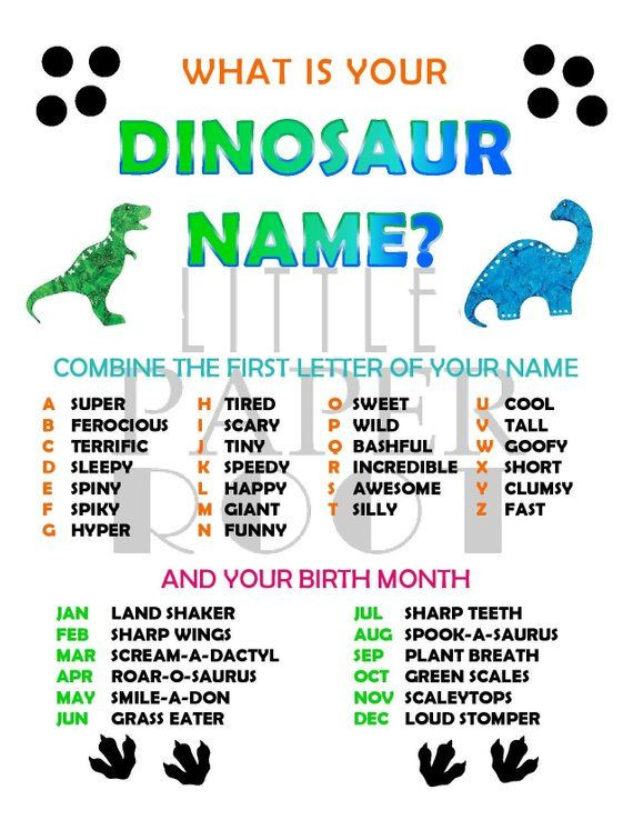 Funny Birthday Party Names
 What is Your Dinosaur Name Birthday Party Modern