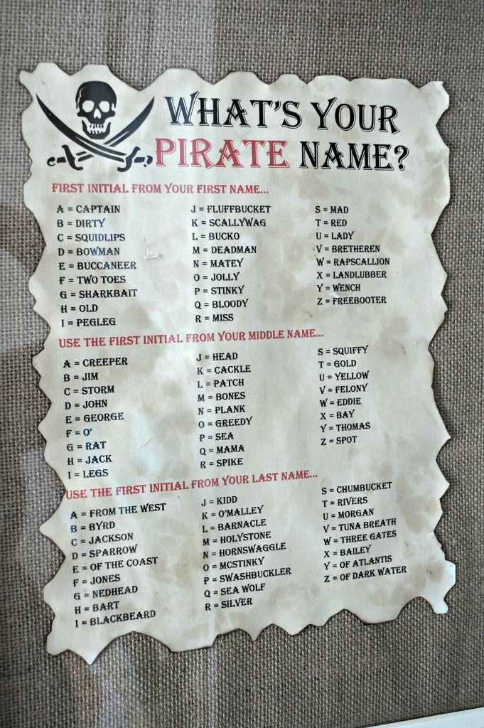 Funny Birthday Party Names
 Pirate Party