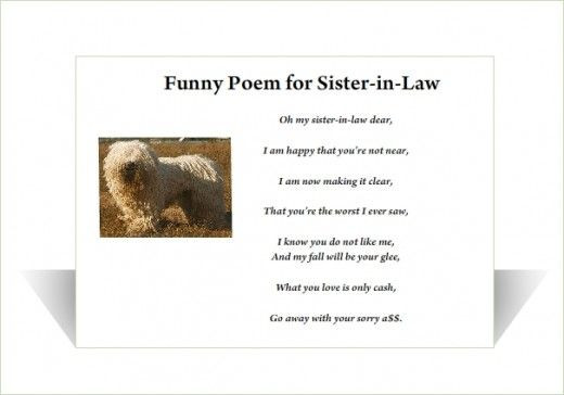 Funny Birthday Poems For Sister
 Funny sister in law poem Birthday Pinterest