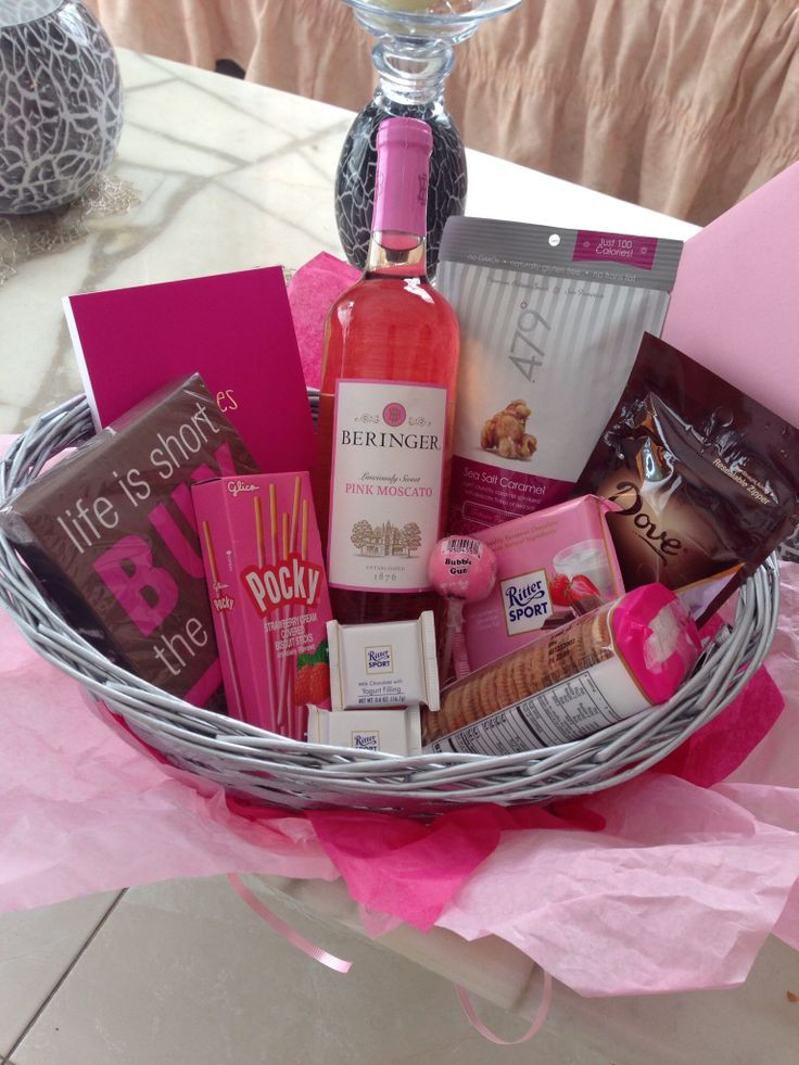 Gift Basket Ideas For Friend
 The best friend basket with pink moscato