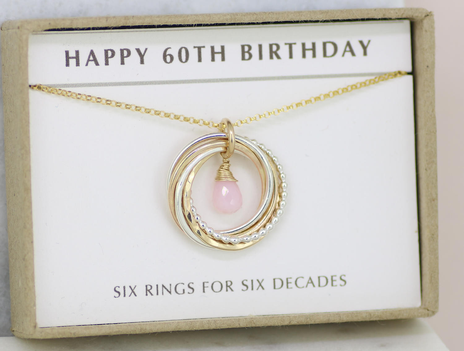 Gift For 60th Birthday
 60th birthday ts for women pink opal necklace for October