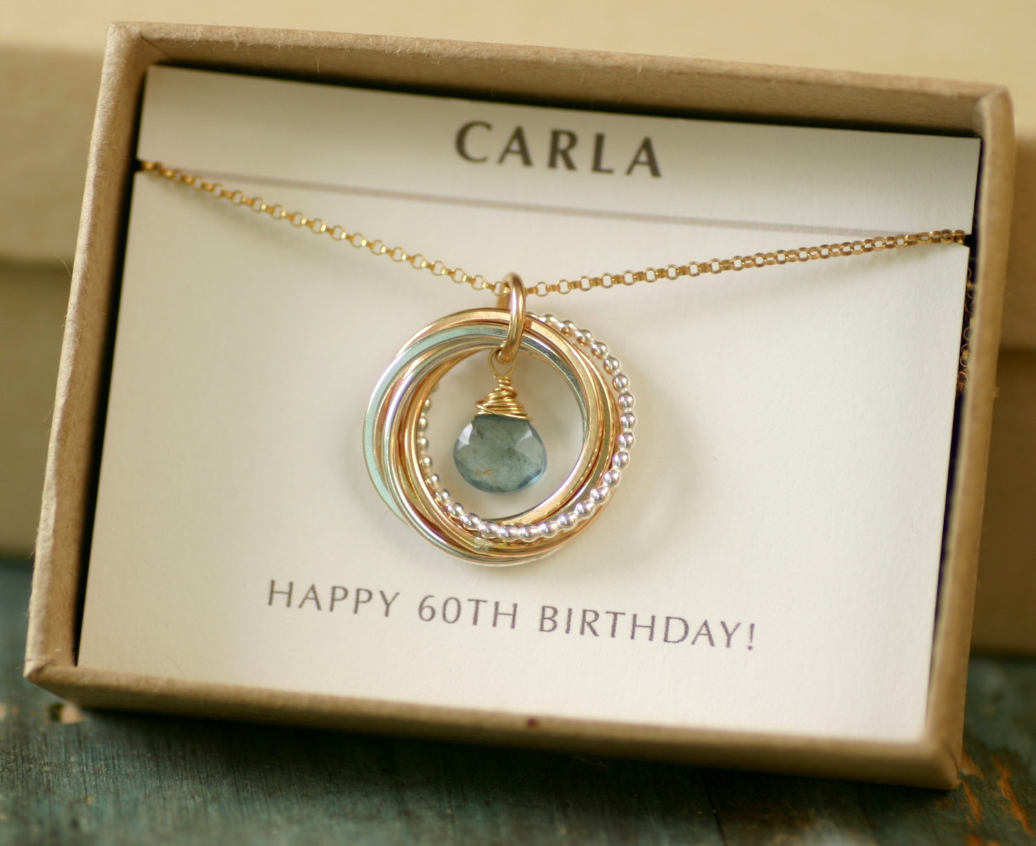 Gift For 60th Birthday
 60th birthday t for women aquamarine necklace for mom t